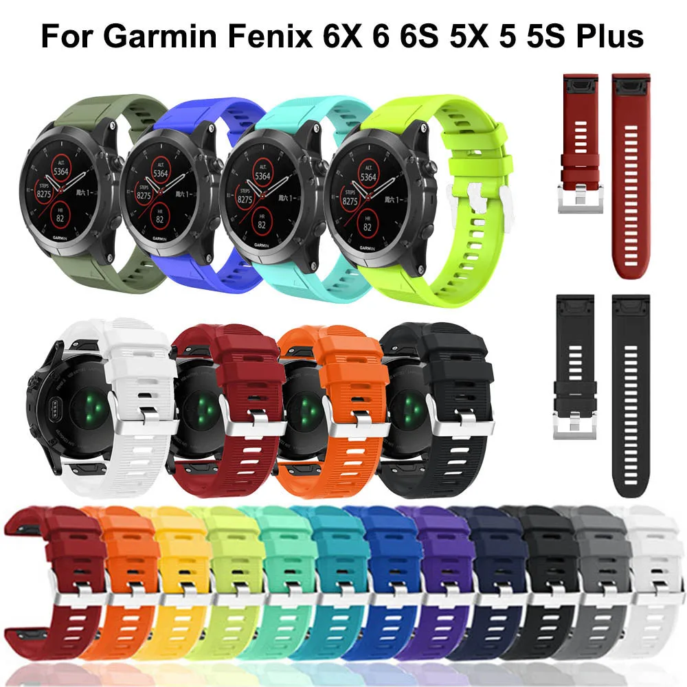 

Colorful Silicone Quick Release Watchband Strap for Garmin Fenix 6S 6 6X Watch Easy fit Wrist Strap Belt For Fenix 5X 5 5S 3 hr