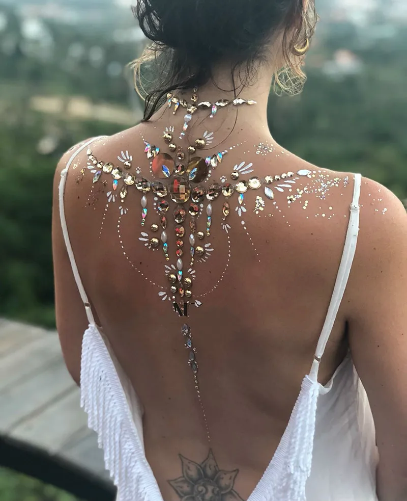 

New Electric Syllable Boby Jewels Sticker Sexy Tattoos Performance Music Makeup Dance Party Temporary Tattoos Face Body Art