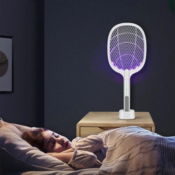 

Insect Racket Swatter Bug Zapper 3000V Electric USB Rechargeable Mosquito Killer for Household Kitchen Protection