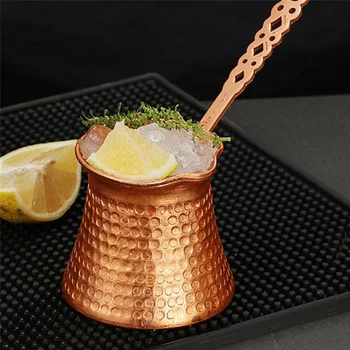 

330ml Coffee Pot Long Handle Turk Turkish Copper Coffee Maker Hammered Copper Plated Beer Cup Coffee Cup Bar Drinkware Home
