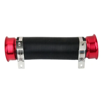 

33cm * 9.5cm Aluminum + PVC Vehicle Universal 3inch Flexible Extendable Air Intake Pipe Inlet Hose Tube Red