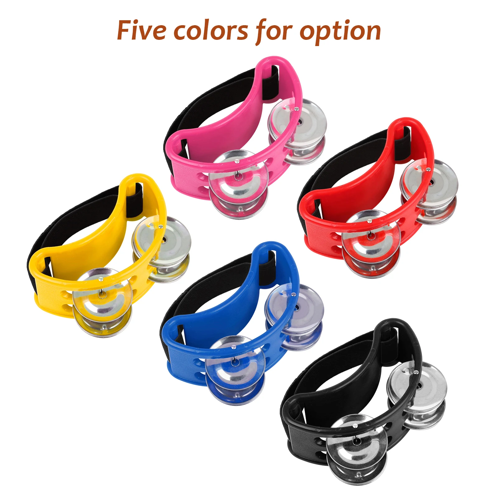 Percussion Foot Tambourine with 4 Pairs of Stainless Steel Jingle & Elastic Strap