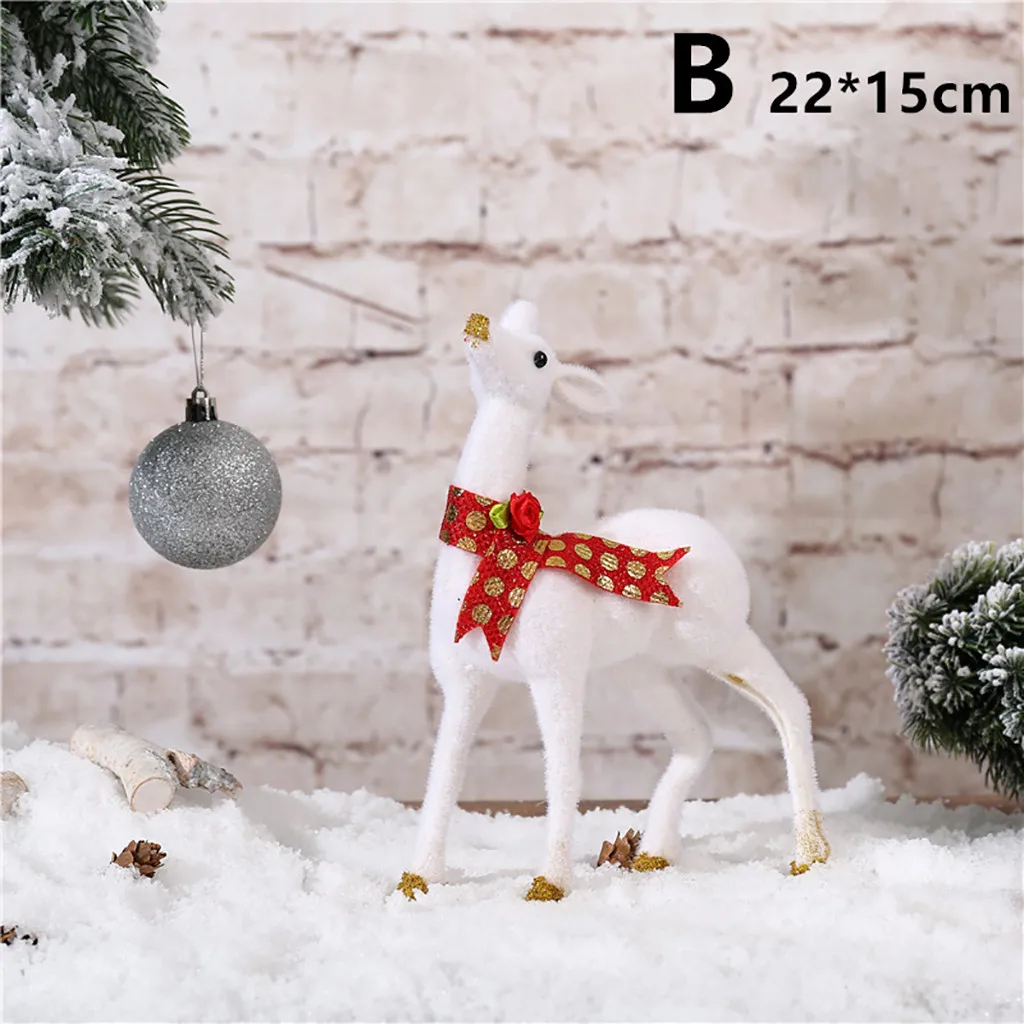 Navidad Christmas White Deer Simulation Deer Home Decoration Elk Doll Animal Model christmas decorations for home