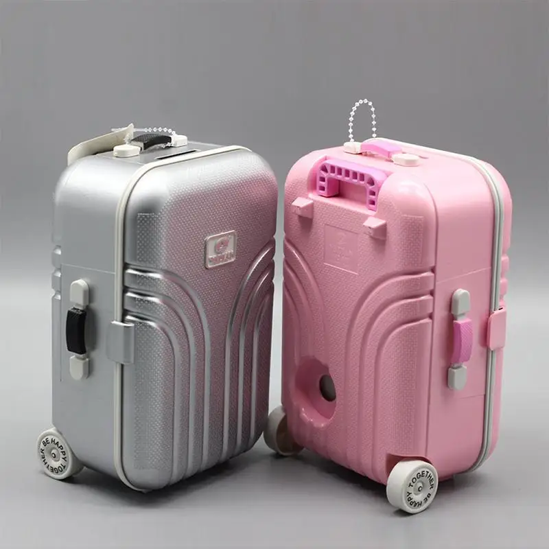 

None Cute Plastic Rolling Suitcase Mini Luggage Box for BJD Dolls