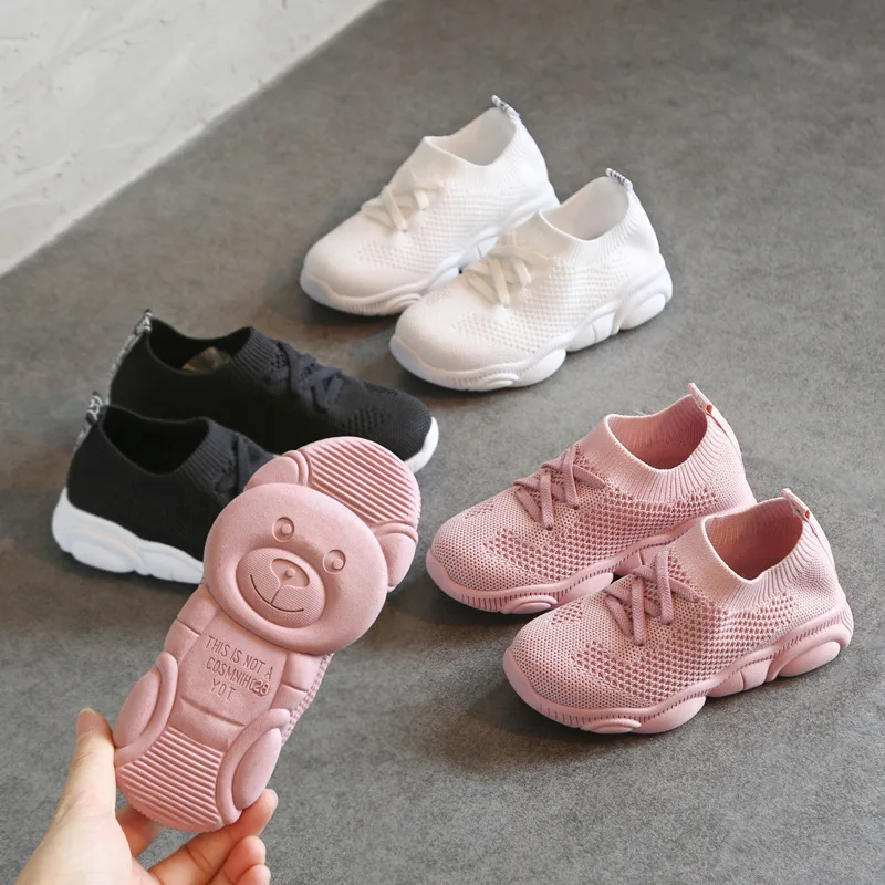 

Children's Flying Mesh Sports Shoes Breathable Girls Bear Shoes Spring and Autumn New Boys and Children Net Shoes