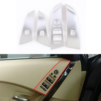

Durable And Practical Silver ABS Window Lift Switch Button Trim Fit For BMW 5 Series E60 E61 2004-2006