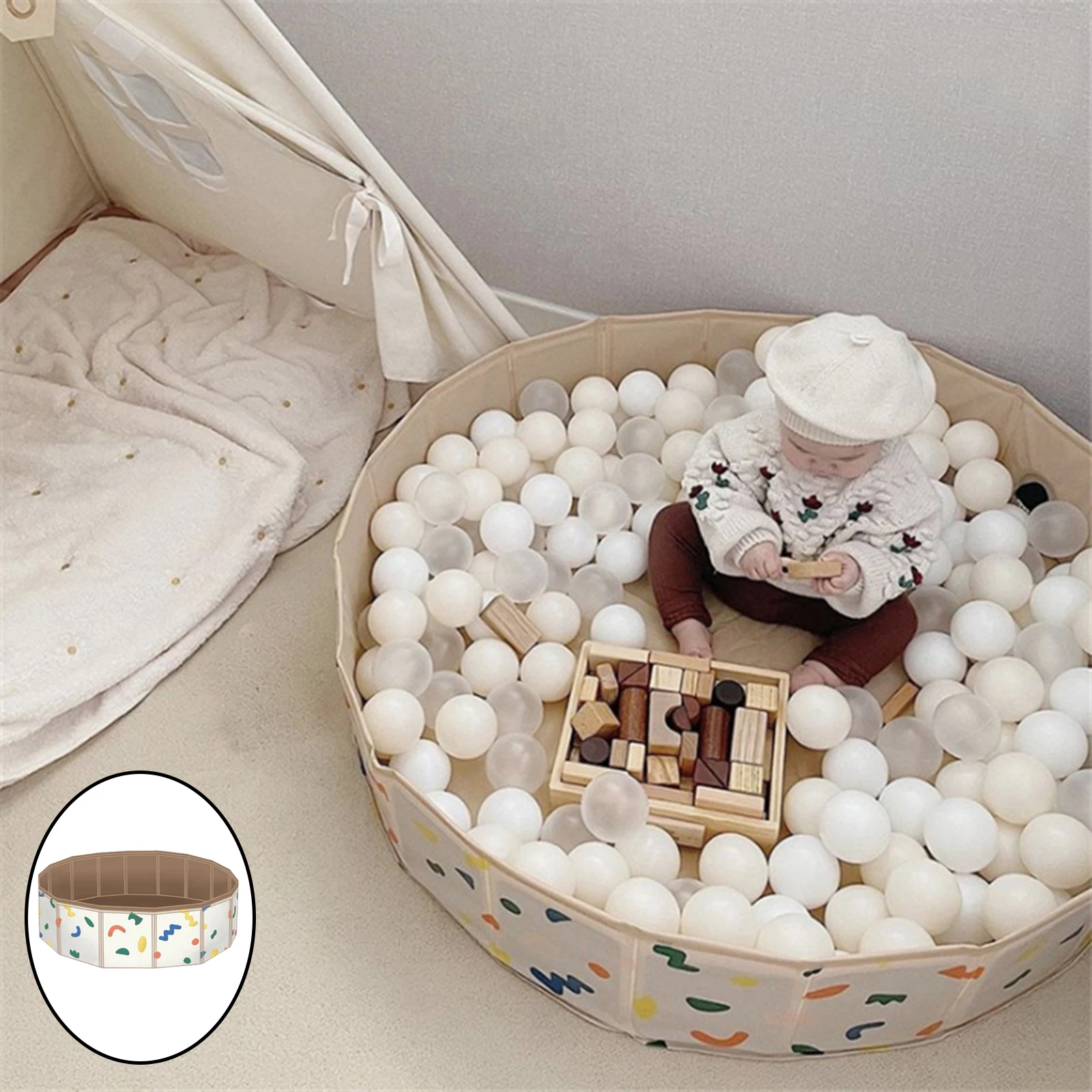 Portable Foldable Baby Swimming Pool Play Pool Fences Children Playpen Game Barrier Indoor Outdoor Collapsible with Drain Valve 2