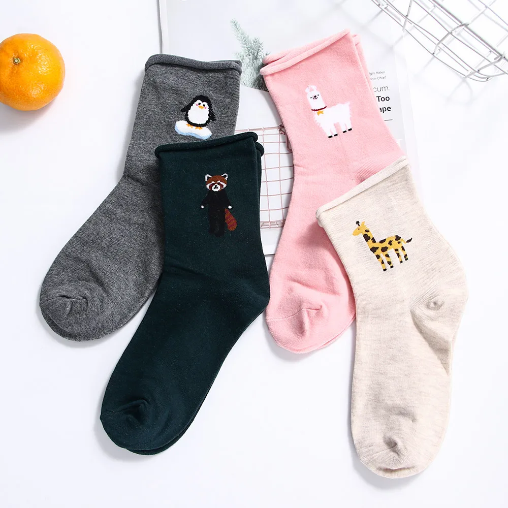 1 пара Harajuku высокие носки женские хлопковые носки Модные всесезонные мотивы из мультфильма дышащие носки тренд