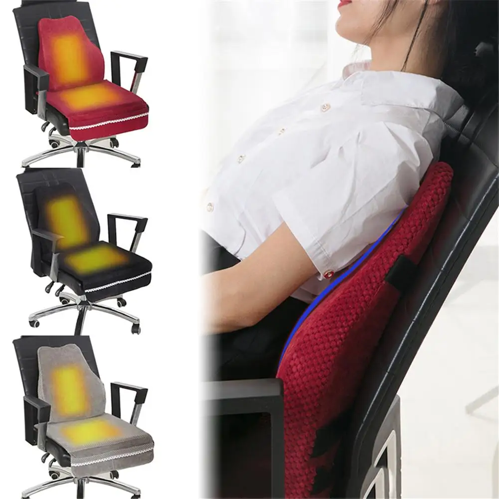 

220V 20W Heating Lumbar Pad Cushion Adjustable Temperature Timing Memory Foam Cushion Slow Rebound Heating Pillow Lumbar Pad