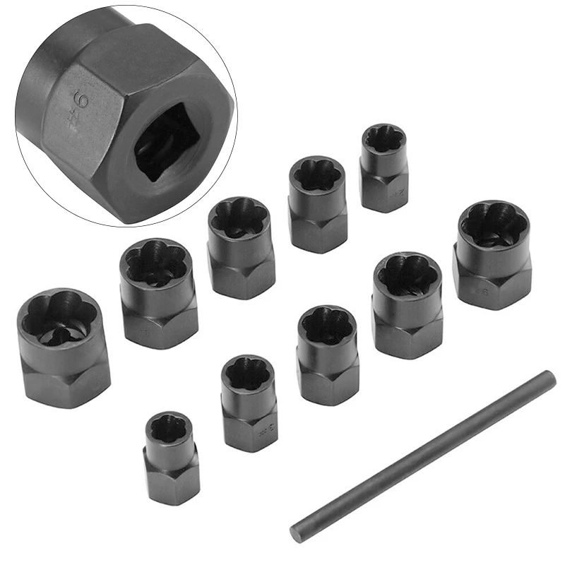 

11pcs Damaged Lug Nut And Lock Remover Socket Set Screw Extractor Tools