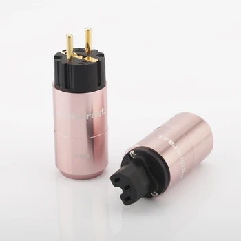 

Audiocrast pair P105BR HiFi Hi-end Female Male 3 wire Grounding plated rhodium EU IEC AC power plug connector Model:P105BR Con