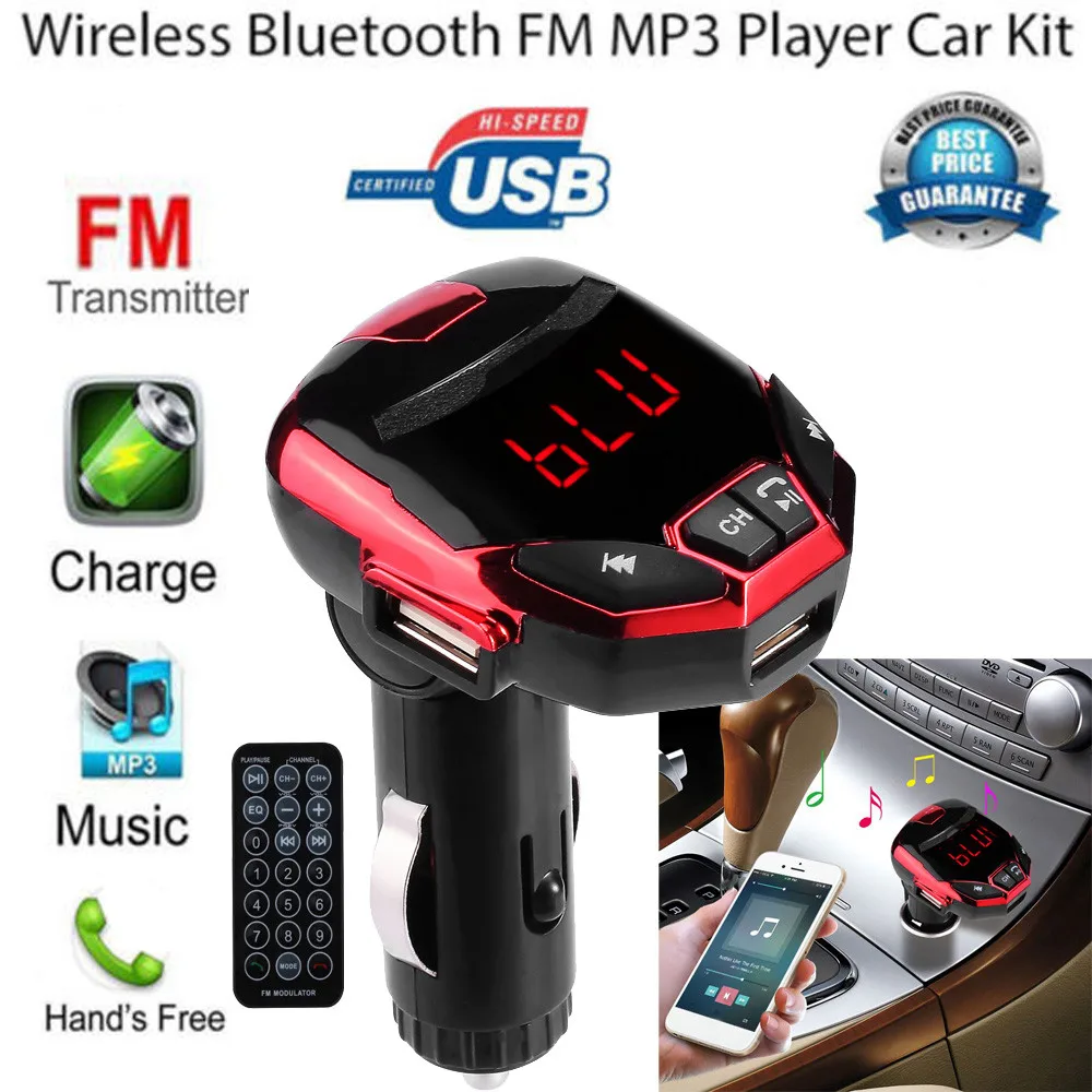 

Wireless Bluetooth MP3 Music Player Dual USB 12V Car Charger FM LCD FM Transmitter Modifier Car Kit SD Remote Control