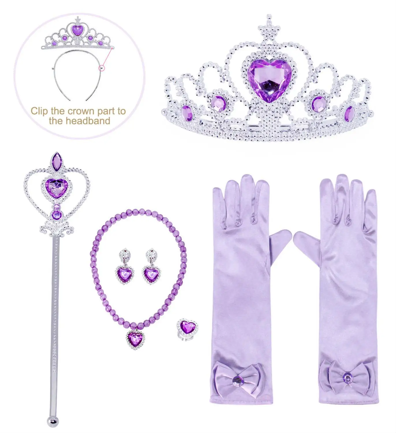 6 pcs Accessories AmzBarley платья Рапунцель для девочек; нарядная детская праздничная одежда; маскарадный костюм принцессы на день рождения и Хэллоуин - Цвет: 6 pcs Accessories