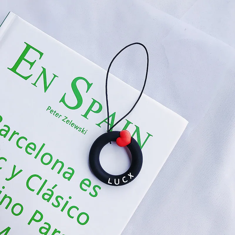 black Милый универсальный ремешок в виде кошачьей лапы, силиконовый кулон, кольцо для мобильного телефона, ремни для iPhone, samsung, смартфон, подарки для девочек, детей - Цвет: black
