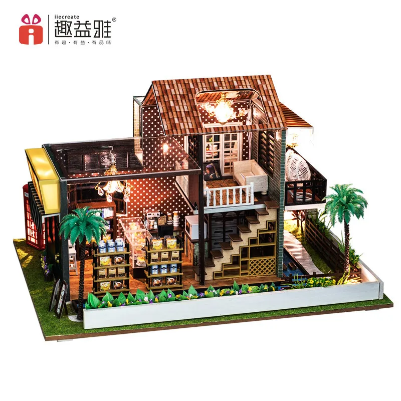 

Know New Products DIY Hut Hand-made Coffee House Small House Model Villa Assembled Toys
