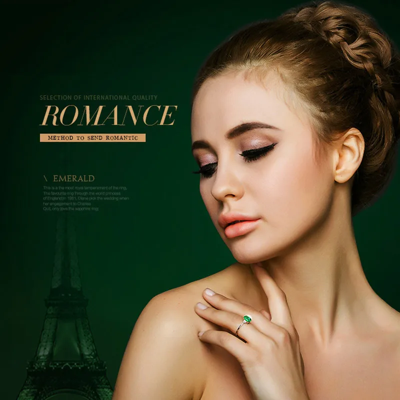 Bague Ringen, 925 пробы, серебряные, с изумрудом, регулируемые кольца для женщин, обручальное кольцо с зеленым драгоценным камнем, подарок