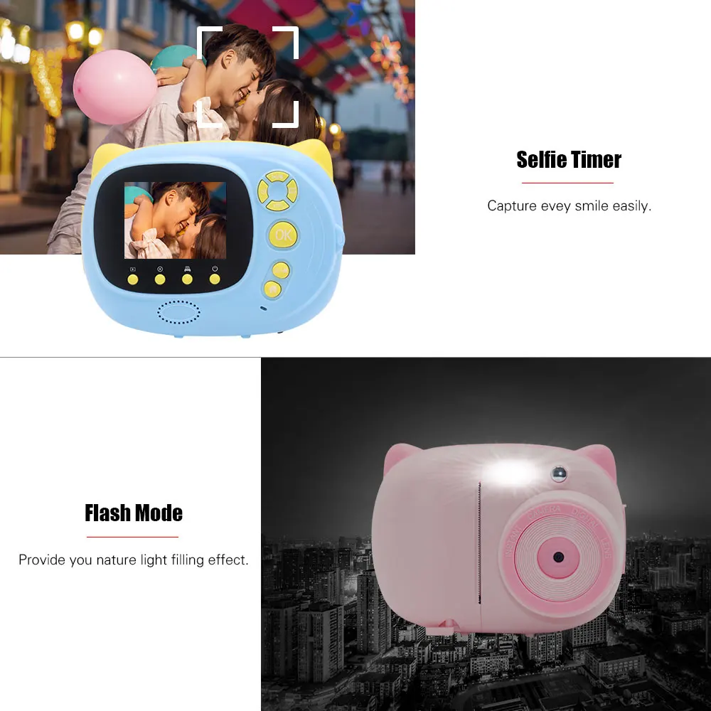 15 MP 1080P HD Mini Cute Children Video Photography Camcorder Photo Camera with 2.4 Inch TFT IPS Screen WiFi Instant Printing