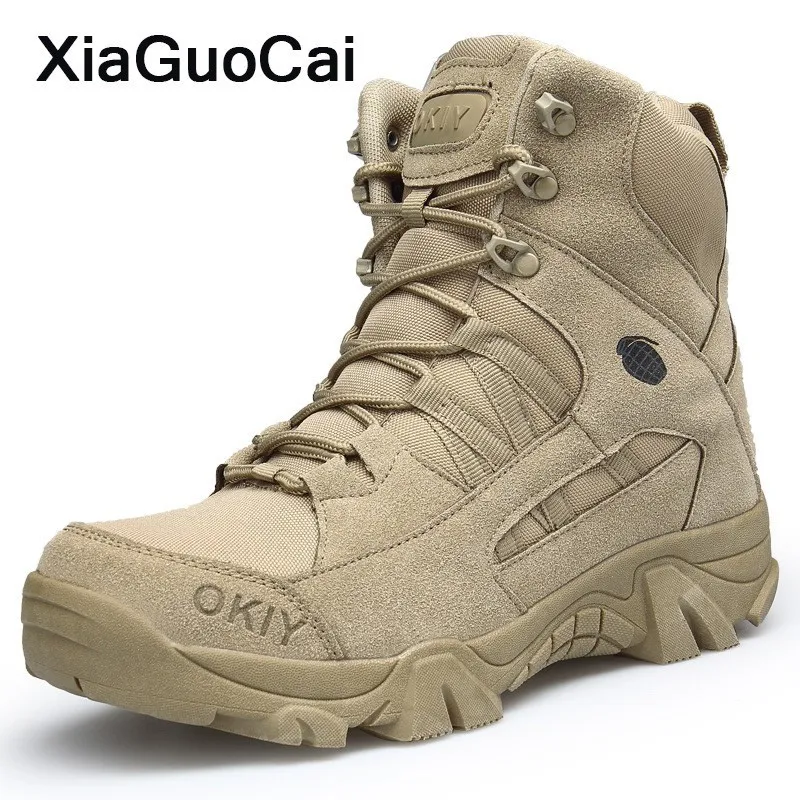 

2020 Men Desert Boots Spring Autumn Ankle Army Military Boot Tactical High Top Male Shoes Lace Up Round Toe Plus Size Footwear