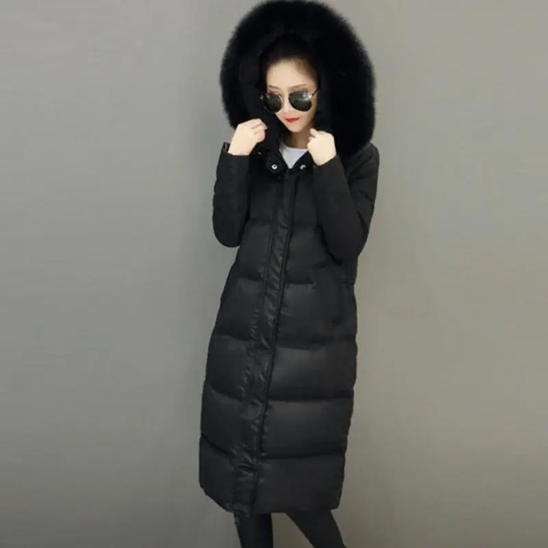 #*Cheap 2019 new 90% duck down fashion brand winterl fur collar long down jacket women super long over knee thickening hooded coat