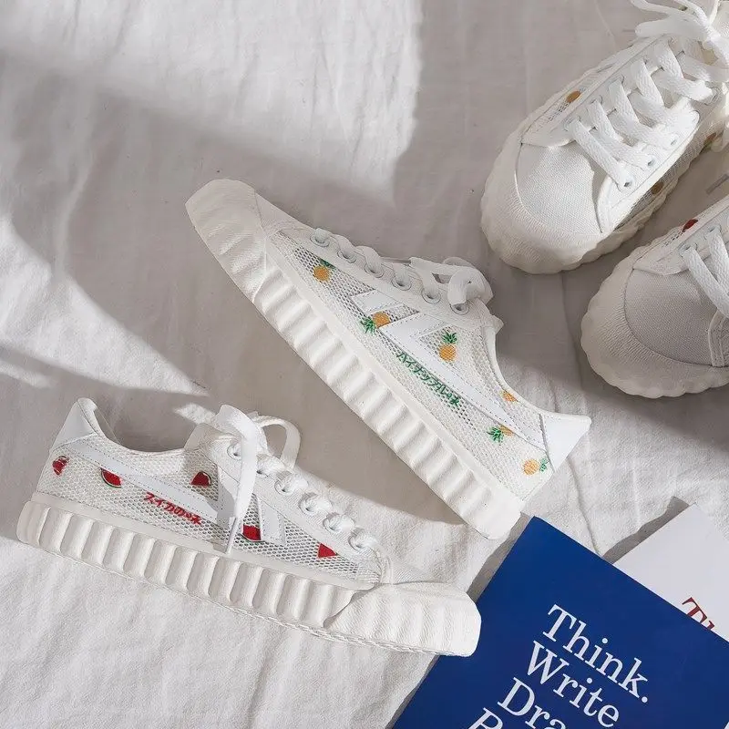 

Summer New Style Canvas White Shoes Women's 2019 Summer Trendy Shoes Mesh Shoes Punched Sheet Surface Versatile Online Celebrity