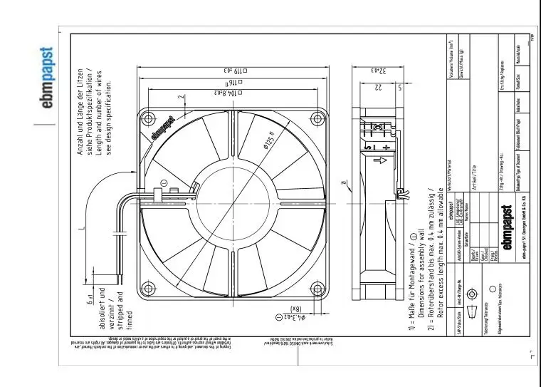 4314 немецкий ebmpapst 24V 210MA 5,0 W 120*120*32mm осевой вентилятор потока