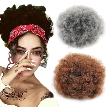 

7-8 inches Bun Chignon Hair Updo postiche cheveux Afro Puff Soft Fried Head Elastic Hair Rope Synthetic Buns for Black Women