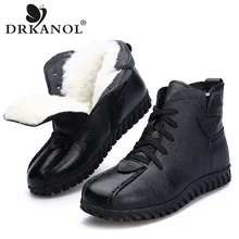 DRKANOL/ г.; женские зимние ботинки; зимняя теплая обувь; ботильоны для женщин из натуральной кожи на толстой шерсти; меховые ботинки на плоской подошве; женские ботинки
