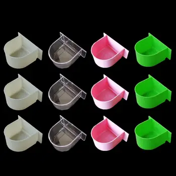 

12Pcs Bird Cage Food Boxes Trough Parrot Seed Feeder Food Water Feeding Bowl Cup M6CE