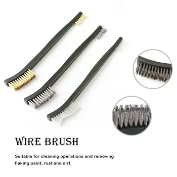 

3pcs Mini Stainless Steel Remove Rust Cleaning Brush Tool Brass Nylon Cleaning Polishing Metal Household Kitchen Set