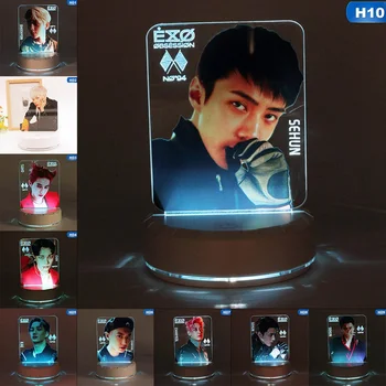 

EXO OBSESSION Kawaii Standing Action Colorful LED Acrylic Lamp Figure Acrylic Stand Table Desk Lamp Fans Collection Gifts