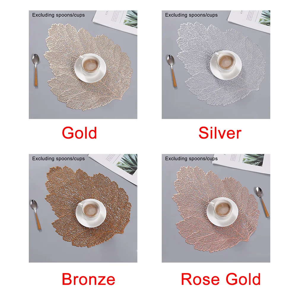 Non Slip Bowl Dining Kitchen Home Table Mat Leaf Shape Heat Insulation Drink Coasters Waterproof Placemats PVC Pad