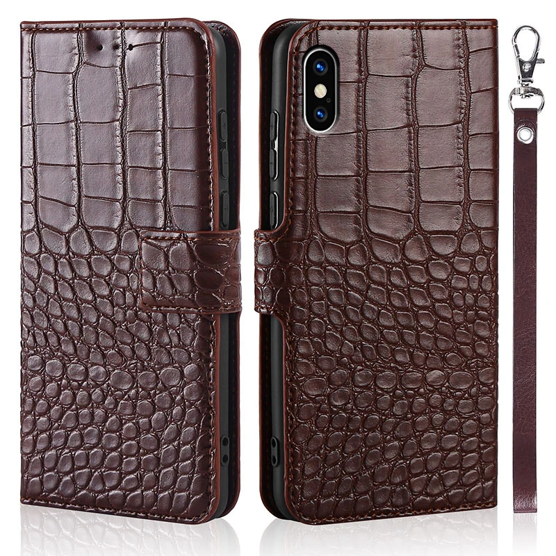 

Leather Cover For Iphone X XR XS XSMax Card-Slot Cover Crocodile Cases Anti-knock Back Cover Coque Shell Dirt-resistant Fashion