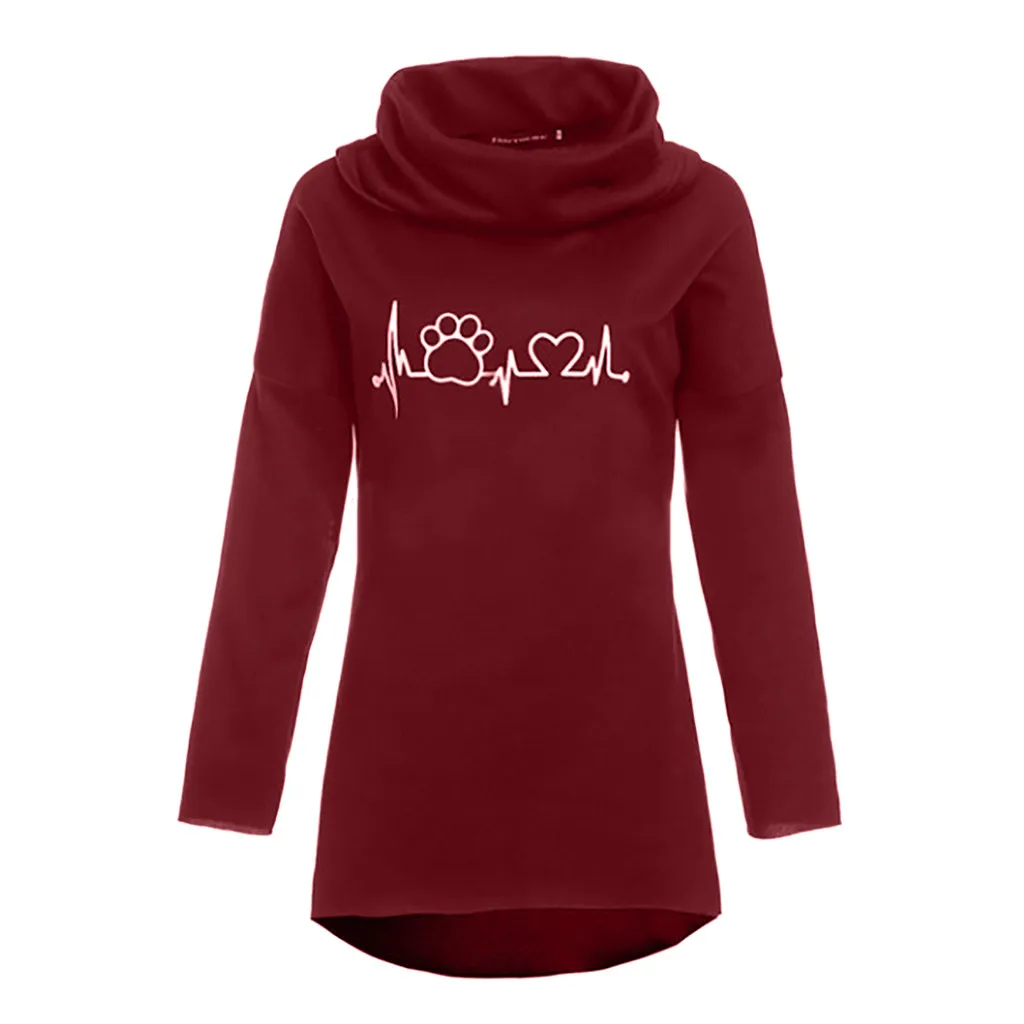 

Feitong Dog Cat Cartoon Female Sweatshirt Winter Hoodie Collar Long Sleeve Fashion Autumn Pullover Sweatshirt
