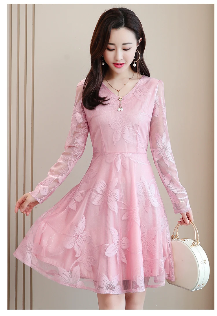 Летнее женское кружевное мини-платье с длинным рукавом синего и розового цвета, большие размеры 5XL, новинка, богемное элегантное сексуальное Клубное платье с высокой талией, vestidos
