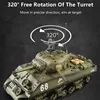 Simulation Smoke Sherman M4A1 Heavy Remote Control Tank 20Mins Launching Bullets 360° Driving Turret Rotation RC Military Tank 5