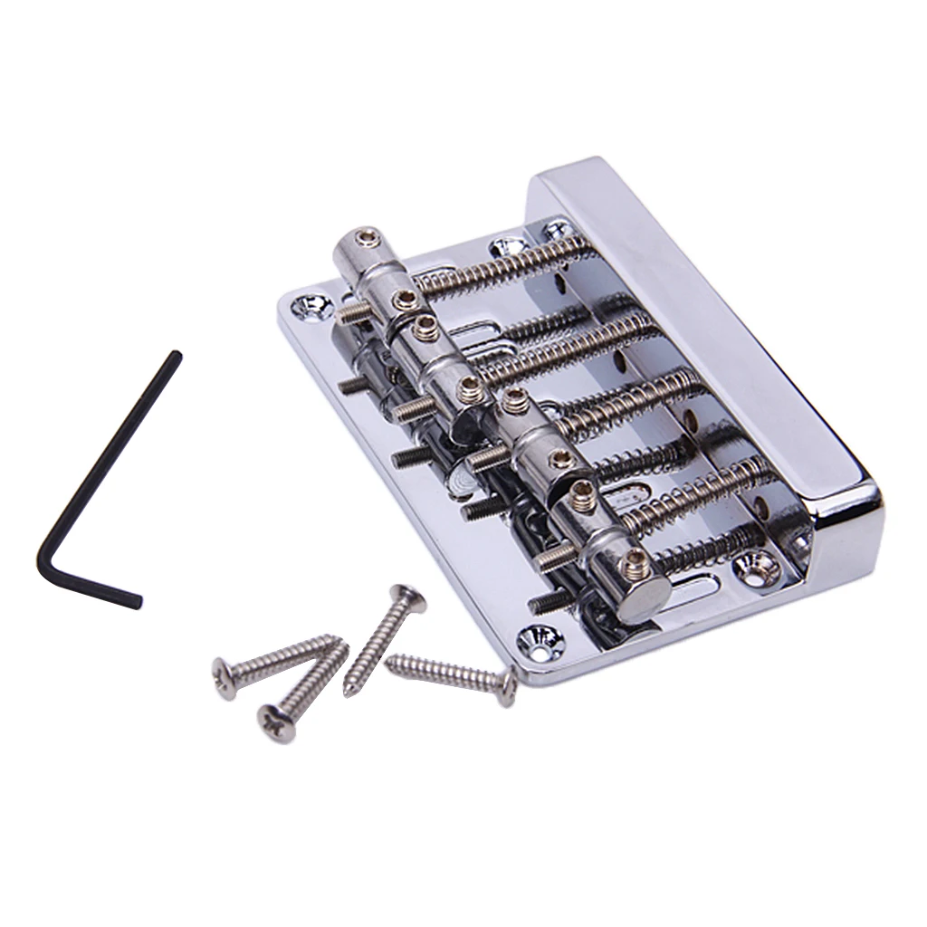 Standard 4 String Electric Bass Guitar BRIDGE Silver 4 Screws 1 Hex Wrench Parts