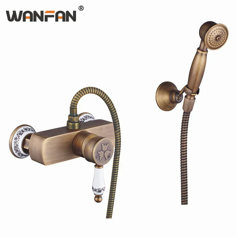 Shower Faucets Antique Bronze Bathtub Faucet Brass Wall Mount
