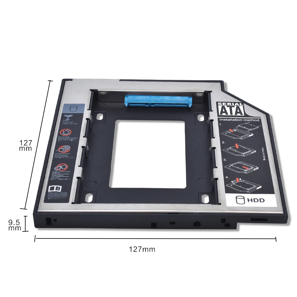 Машинист Универсальный SATA 3,0 2nd HDD Caddy 9,5 мм для 2," 2 ТБ SSD чехол Корпус для жесткого диска светодиодный для ноутбука DVD-ROM Оптический отсек