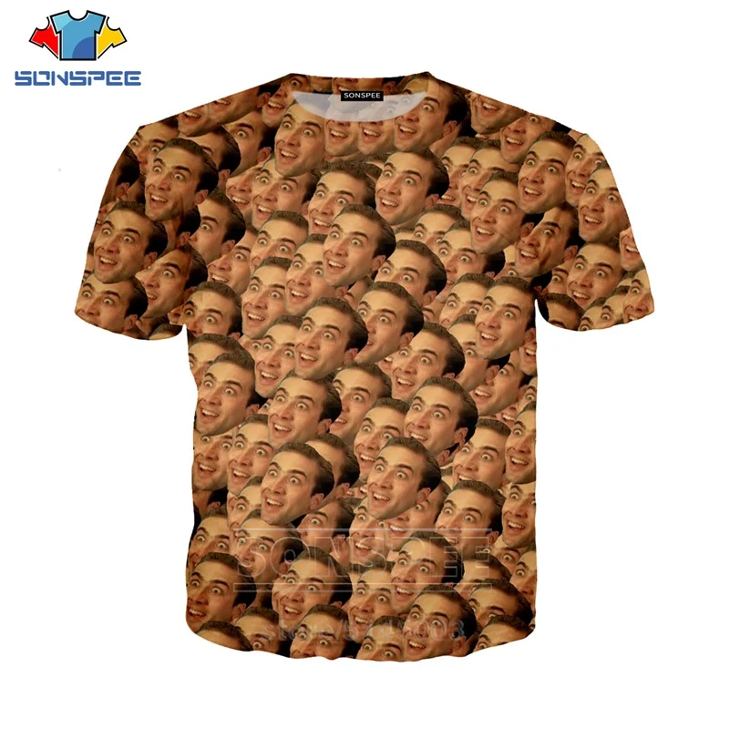 

Nicolas Cage T Shirt Summer New Men Women Sweatshirt 3D Print Actor Short Sleeve Hip Hop Streetwear Tops O Neck Pullover C037