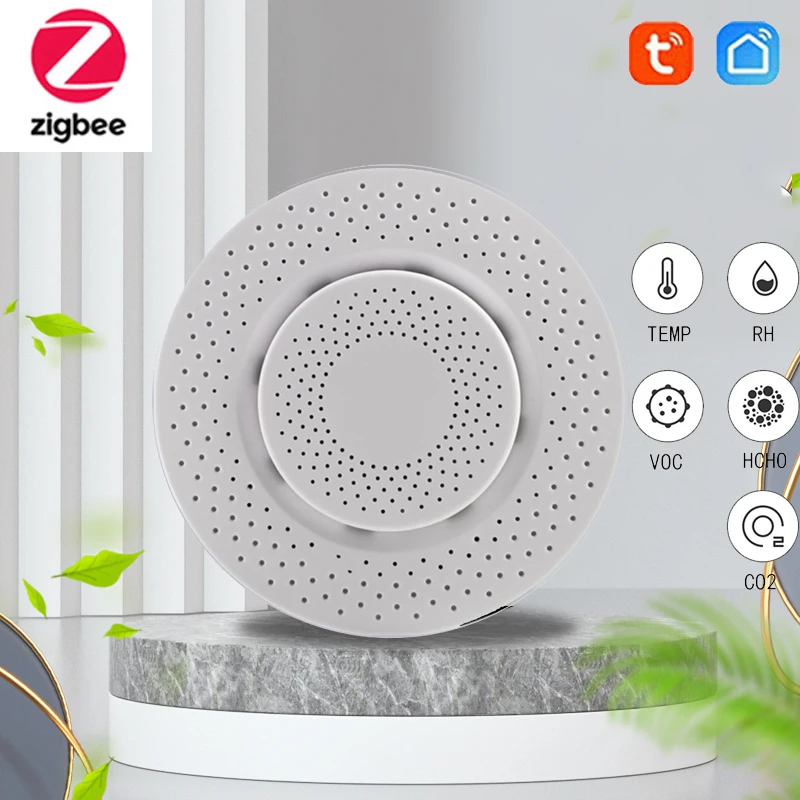 Смарт-Датчик воздушной коробки Tuya Zigbee датчик качества воздуха с датчиком CO2