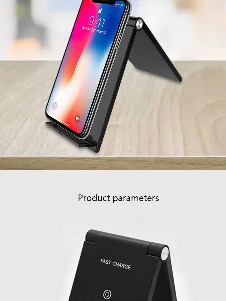 Складная Беспроводная зарядка подставка для iPhone Беспроводная зарядка индукционное зарядное устройство для iPhone 11 Pro 8 Plus X XR XS samsung S8 S9 S10