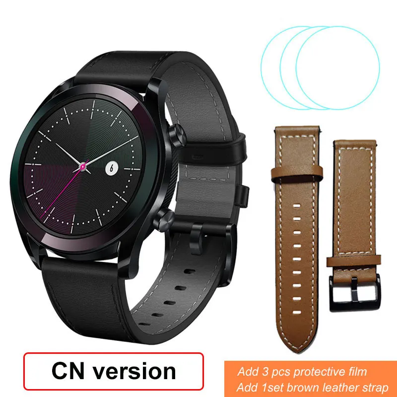 ElegantAddBrownStrap Смарт-часы huawei GT, фитнес-трекер, шагомер, 1,39 дюймов, gps, водонепроницаемые, для телефонных звонков, трекер сердечного ритма для Android iOS - Цвет: ElegantAddBrownStrap