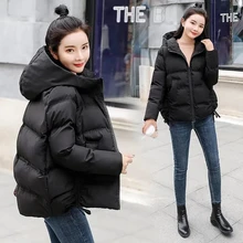 2021 New Women Coats Fashion Hooded Bread Service Jackets   Parkas Winter Jacket Thick Warm Cotton Padded Parka Female Outwear
