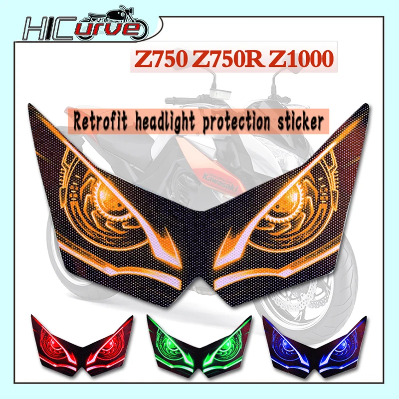 For KAWASAKI Z750 Z750R Z1000  750 Z 750R Z 1000 Motorcycle 3D Front Fairing Headlight Sticker Guard Head light Stickers