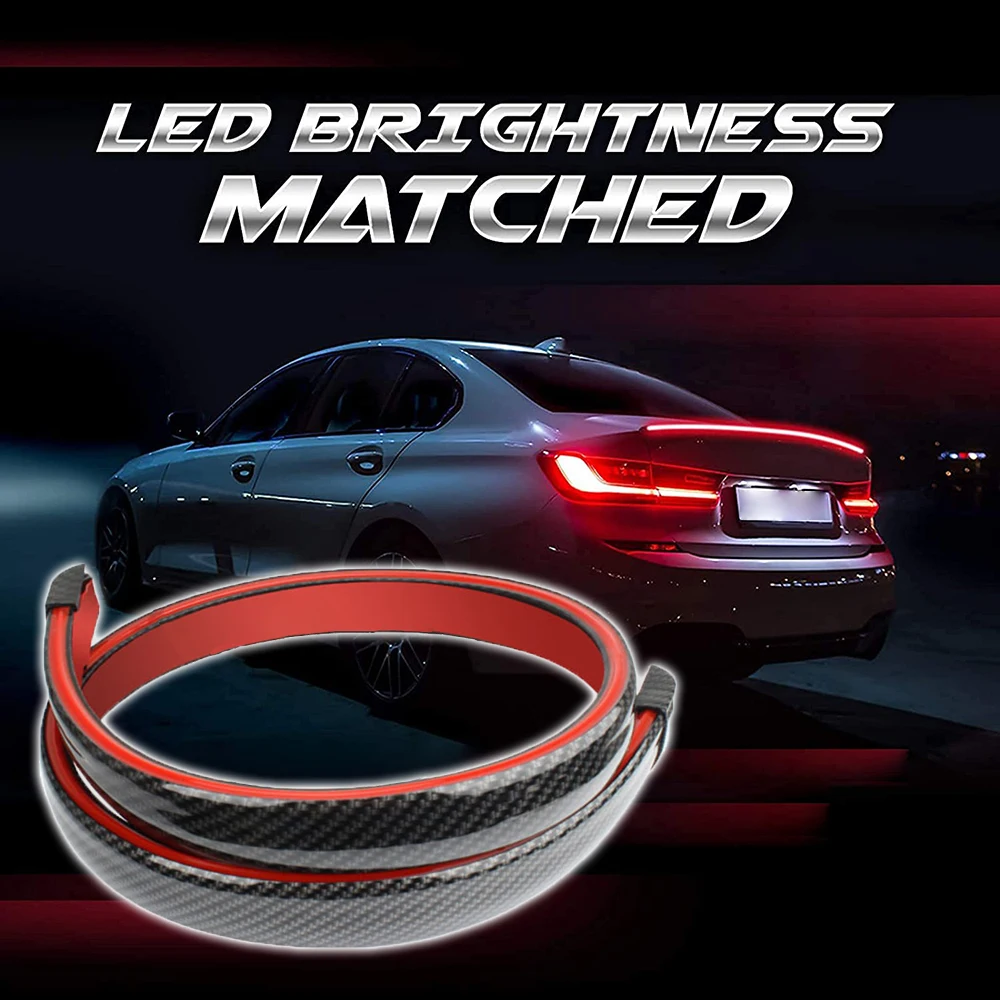 

125cm Flexible Auto Car Trunk Tail Brake Waterproof 12V LED Strip Light High Rear Additional Stop Turn Signal Running Lamp Red