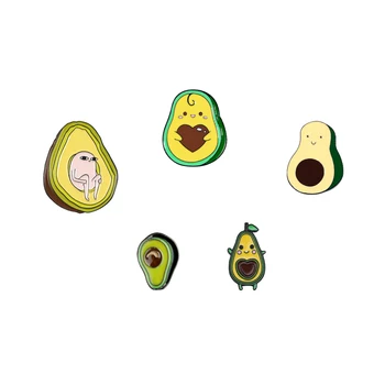 

QIHE JEWELRY Avocado pins Heart shaped fruit core Smiley backpack brooches badges Cute pins gifts for friends