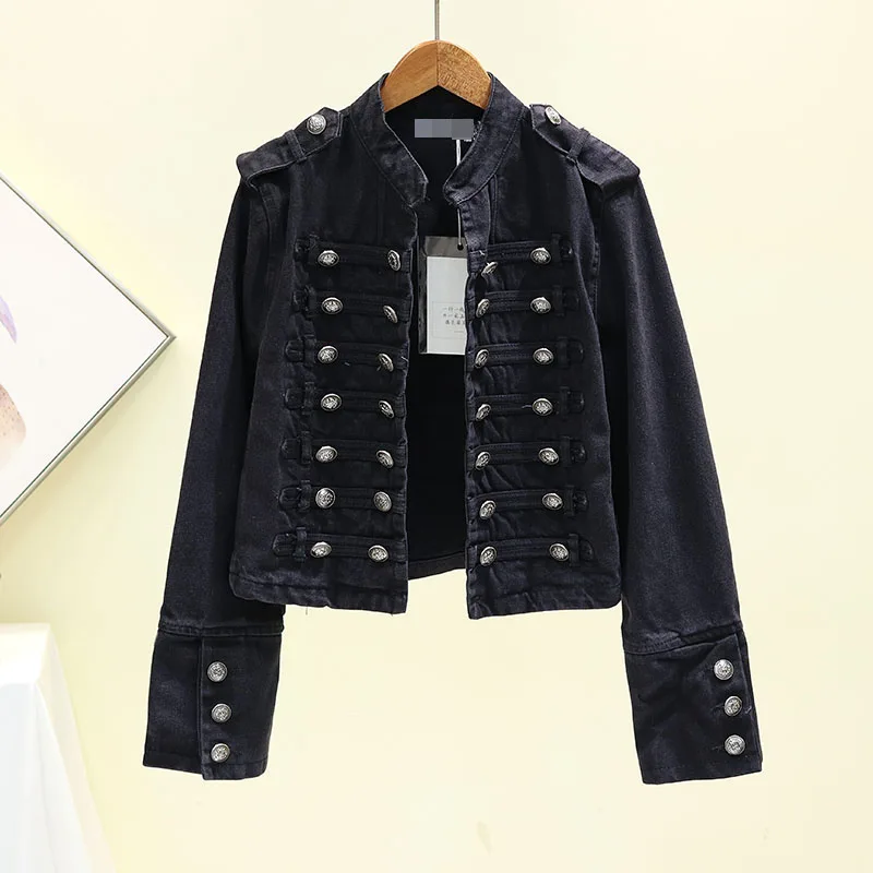 Herfst streetwear jeans denim jas vrouwen zwarte bijgesneden modieuze steampunk jean jas herfst 2019 vrouw kleding dames jassen Herfst streetwear jeans denim jas vrouwen zwarte bijgesneden modieuze steampunk jean jas herfst 2019 vrouw kleding dames jassen