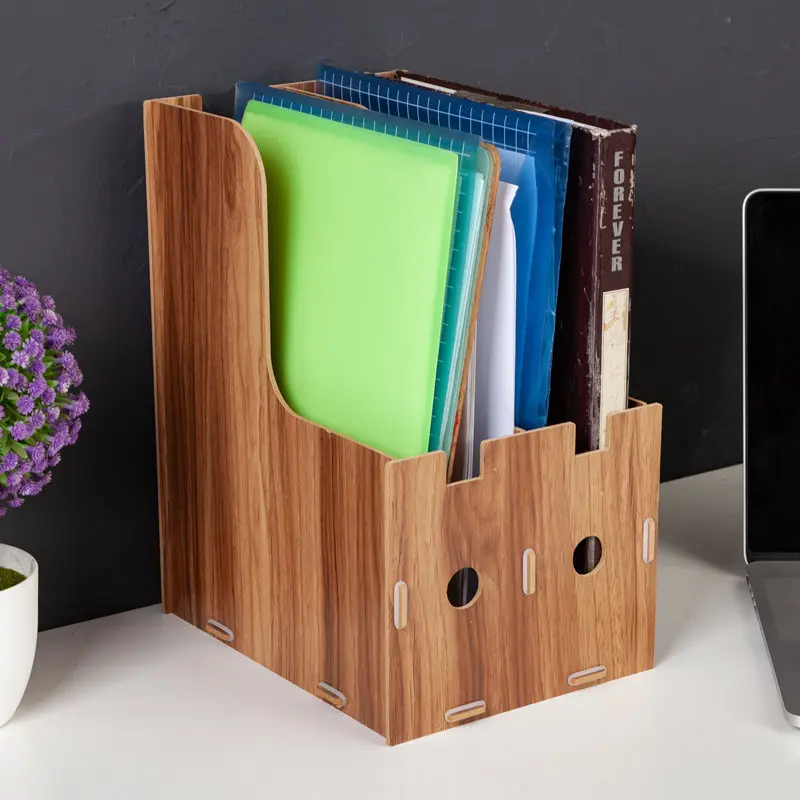 

Wood Information Rack File Rack Creative Desktop Book File Storage Finishing Box Hanaper Bar
