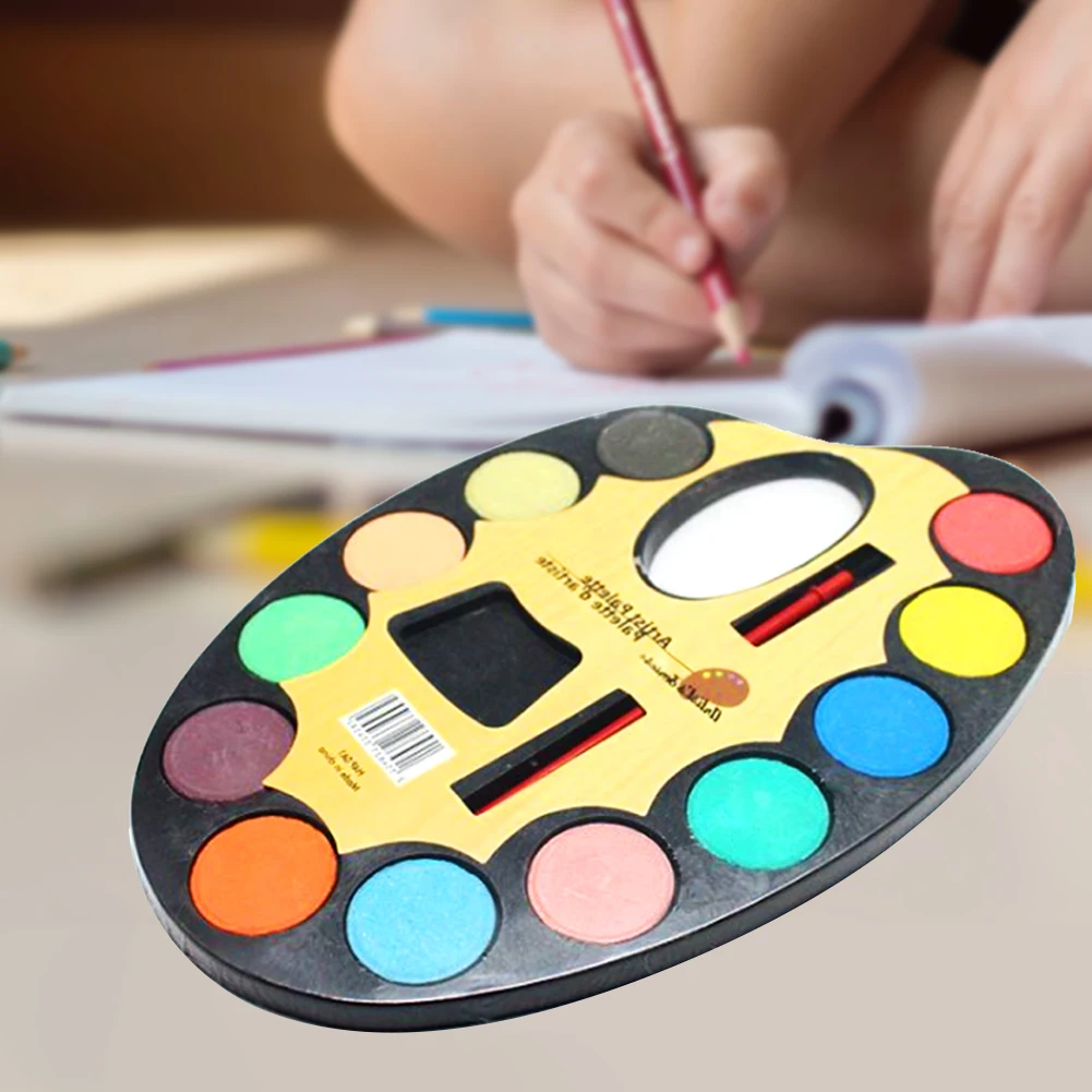 

12 Colors Students Portable Travel Solid Pigment Reusable DIY Drawing Children Watercolor Paint Set Pigment With Brush
