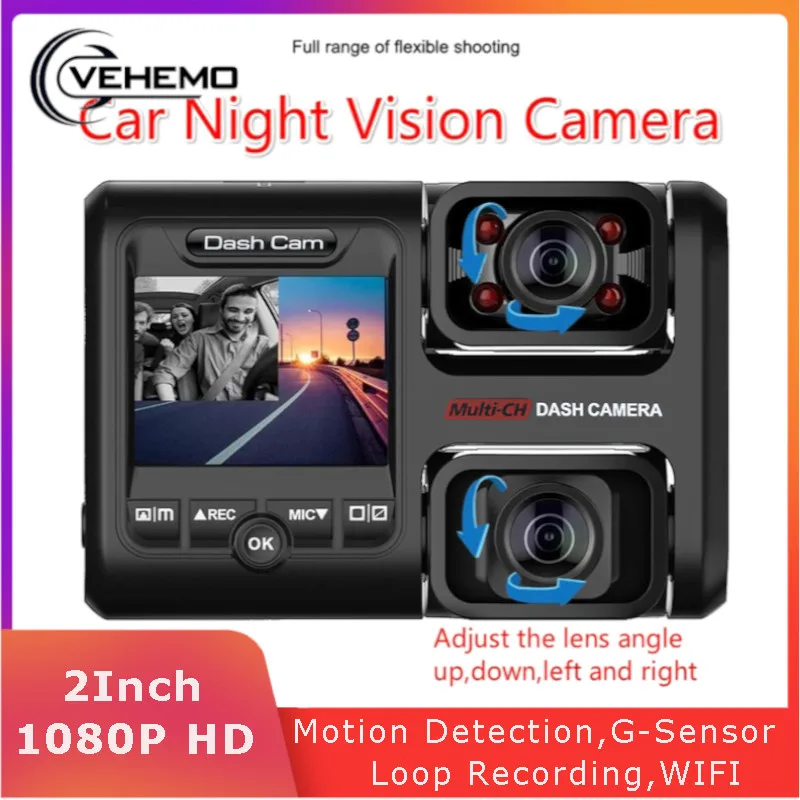 Автомобильный видеорегистратор Vehemo 1080P Wi-Fi G-датчик датчик движения 360 ° |